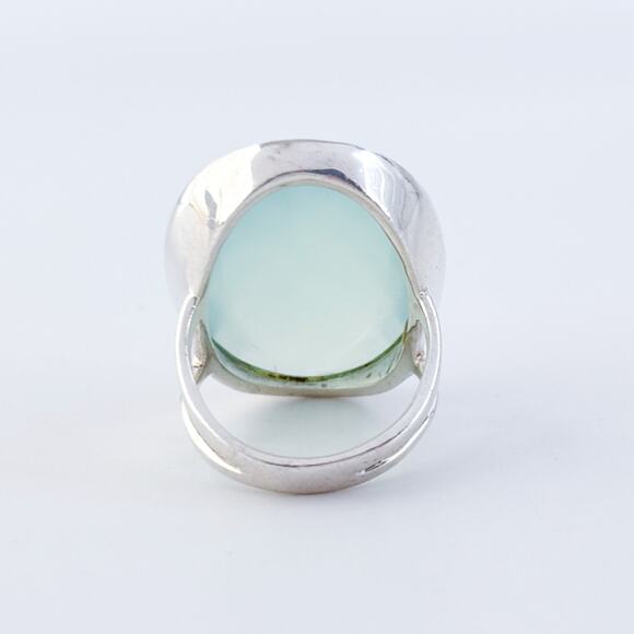 Vintage Sterling Silver 925 Faceted Blue Chalcedony Statement Ring Size 6 - Picture 4 of 8